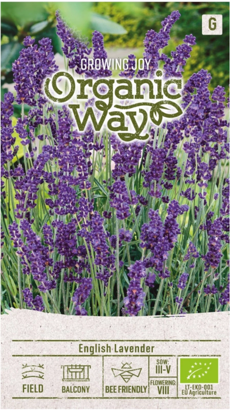 Lawenda wąskolistna English Lavender odmiana o bardzo aromatycznych kwiatach nasiona ekologiczne 0,4g Organic Way sklep rajogrodnika